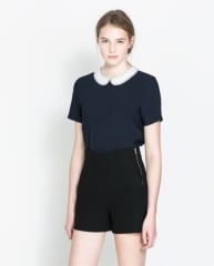 Combination collar top at Zara