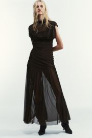 Combined Draped Midi Dress at Zara