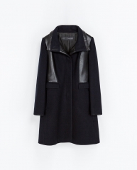 Combined Faux Leather Coat at Zara