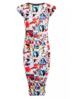 Comic print midi dress at Select