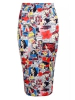 Comic print midi skirt at Select