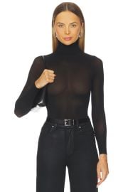 Commando Ballet Sheer Turtleneck Bodysuit In Black at Revolve