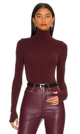 Commando Ballet Turtleneck Bodysuit With Thumb Holes In Raisin at Revolve