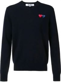 Comme Des Gar  231 ons Play Brand Logo V Neck Jumper - Farfetch at Farfetch