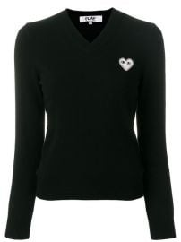 Comme Des Gar  231 ons Play V-neck Heart Logo Sweater at Farfetch