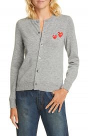 Comme des Gar  ons PLAY Heart Patch Wool Cardigan   Nordstrom at Nordstrom