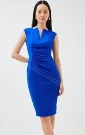 Compact Stretch Envelope Neck Pencil Midi Dress at Karen Millen