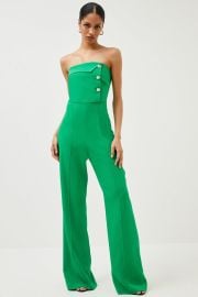 Compact Stretch Viscose Bandeau Jumpsuit at Karen Millen