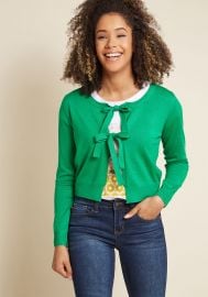 Compania Fantastica Give It a Tie Knit Cardigan in Green at ModCloth