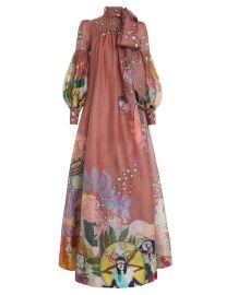 Concert Tie Neck Gown Pink Collage Online  Zimmermann at Zimmermann