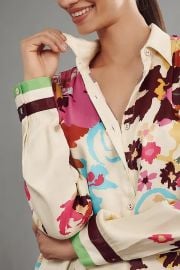 Conditions Apply Blooming Long Sleeve Collared Blouse at Anthropologie