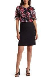 Connected Floral Chiffon Short Sleeve A Line Dress at Nordstrom Rack