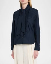 Connor Tie-Neck Long-Sleeve Tuxedo Shirt at Neiman Marcus