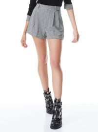 Conry Cuffed Short In Houndstooth Xs Blackecru Alice And Olivia at Alice + Olivia