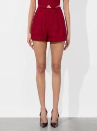 Conry Linen Cuffed Short In Dark Cherry Alice Olivia at Alice + Olivia