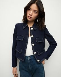 Constantine Boxy Cropped Jacket in Navy at Veronica Beard