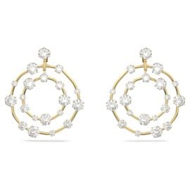 Constella clip earrings Round cut White Gold-tone plated at Swarovski