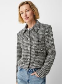 Contemporaine at Simons Crest Buttons Cropped Tweed Blazer at Simons