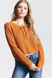 Contemporary Lace-Up Sweater Forever 21 at Forever 21