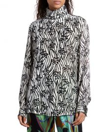 Contisy Floral Velvet Turtleneck Top at Neiman Marcus