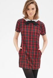 Contrast Collar Plaid Shift Dress x at Forever 21