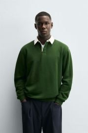 Contrast Collar Polo Sweatshirt at Zara