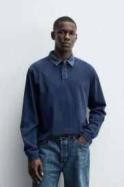 Contrast Collar Polo Sweatshirt at Zara