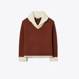 Contrast Collar Wool Sweater Womenx27s Designer Sweaters Tory Burch at Tory Burch
