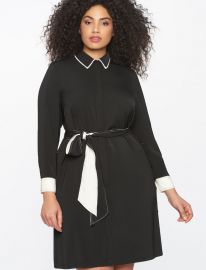 Contrast Detail Shirtdress with Tie Waist at Eloquii