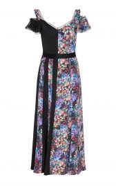 Contrast Floral Silk Midi Dress by Prabal Gurung at Moda Operandi