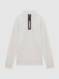 Contrast Half-Zip Funnel Neck Jumper in Off White REISS USA at Reiss