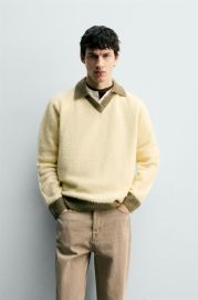 Contrast Knit Polo Shirt With Wool at Zara