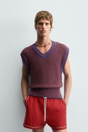 Contrast Knit Vest at Zara