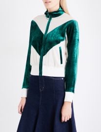 Contrast-Panel Silk-Georgette and Velour Jacket by Mo Co at Selfridges