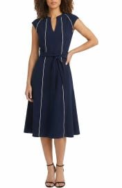 Contrast Piping Cap Sleeve Midi Dress at Nordstrom Rack