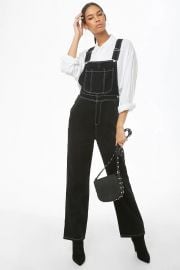 Contrast-Stitch Denim Overalls at Forever 21