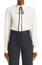 Contrast Tie Silk Tuxedo Blouse at Nordstrom