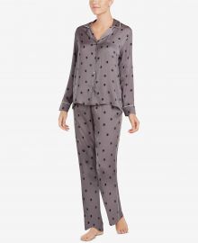 Contrast-Trim Printed Pajama Set at Macys