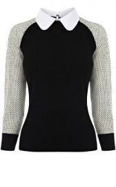 WornOnTV: Camille’s black collared sweater with white mesh sleeves on ...