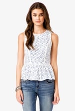 Contrast lace peplum top at Forever 21