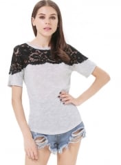 Contrast lace tee at She Inside