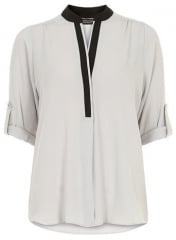 Contrast placket blouse at Dorothy Perkins