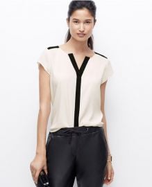 Contrast trim blouse at Ann Taylor