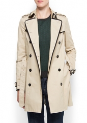 Contrast trim trench coat at Mango