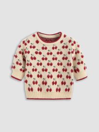 Contrasting Binding Cherry Pattern Knitted Crop Top - Cider at Cider