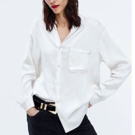 Contrasting Stitch Blouse by Zara at Zara