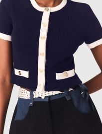 Contrasting cropped cardigan Blue For Women at Maje