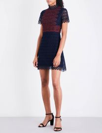 Contrasting panel lace dress at Selfridges