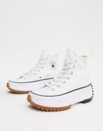 Converse Run Star Hike Hi canvas platform sneakers in white at ASOS