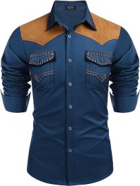 CooFandy Western Cowboy Embroidered Shirt at Amazon